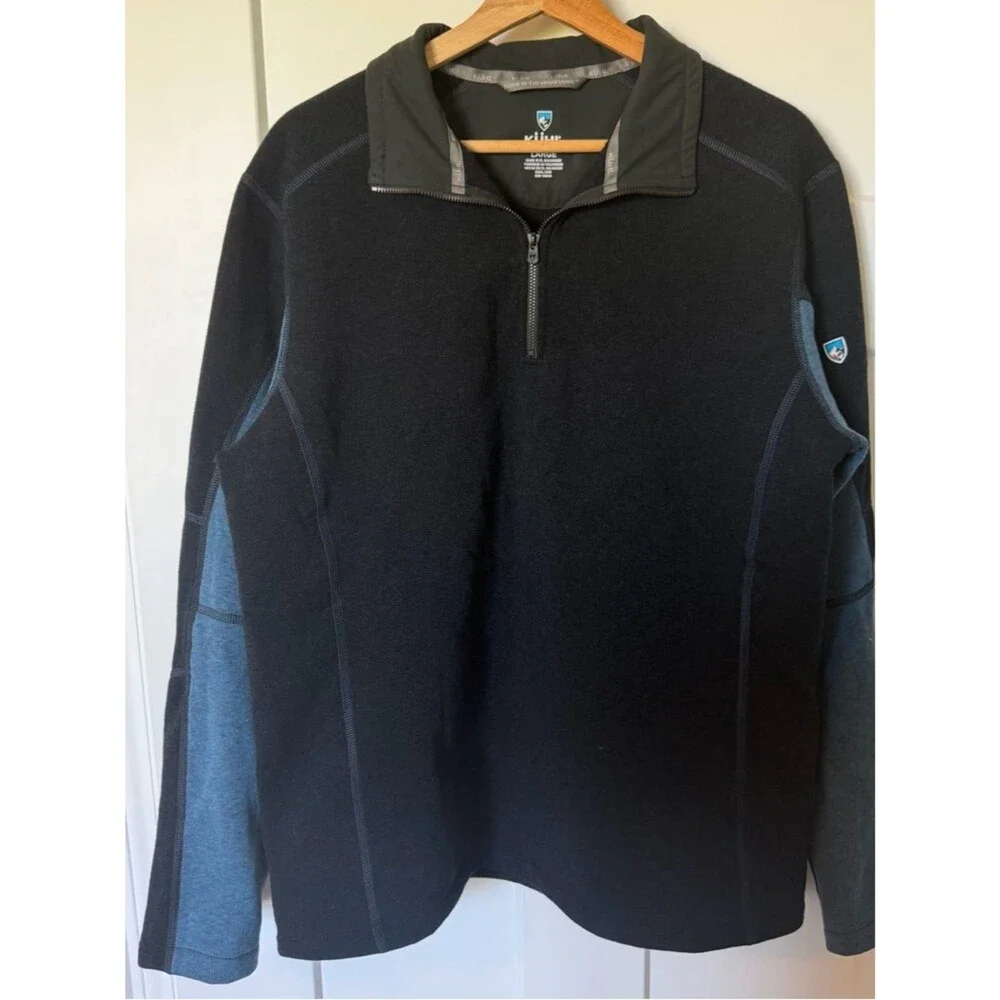 Kuhl Mens Revel Quarter zip Pullover sweater Fleece Blue Large EUC Gorpcore